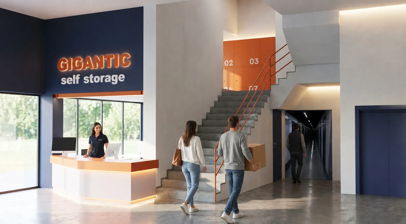 A customer storing their belongings at Gigantic Self Storage
